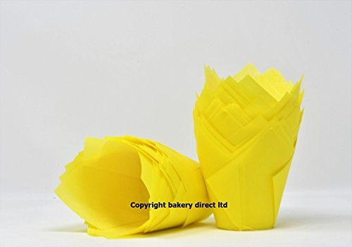 Bakery Direct 50 Spring Yellow Tulip Muffin Wraps Cases FREEPOST
