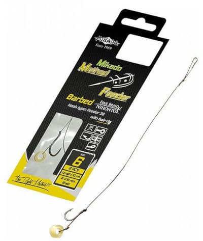 8 x Mikado Method Feeder 36 Haken Rig `s mit Pellet-/Bait Band und geflochtener Schnur in den Größen 4 bis 16 erhältlich (10 /Ø 0,12mm /8,8kg)