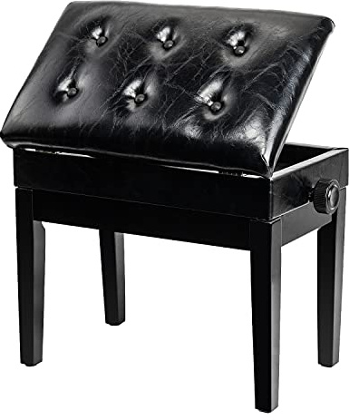 Bonnlo Piano Bench Adjustable with Storage Faux Leather Wooden Seat