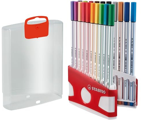 Stabilo Pen 68 brush - Pennarello Premium con punta a pennello - Colorparade - Astuccio da 20 - Colori assortiti