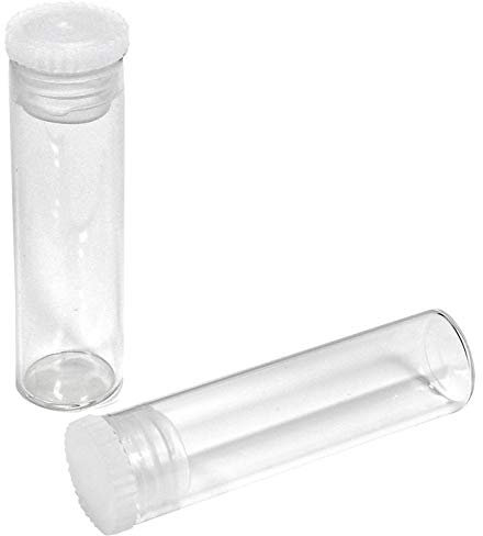 50 Stück Flachbodengläser 50 x Ø14mm, klar, Glasröhrchen für Globuli, Pulver, Testsätzel, feste Substanzen, inklusive Stopfen