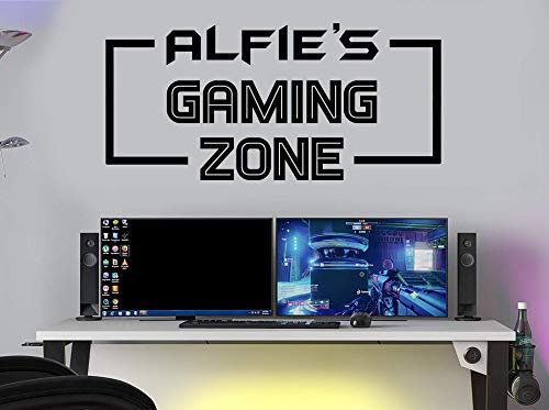 Gaming Zone Personalised Wall Stickers Gamers Zone Wall Decals Mural Gaming Wall Stickers (Black Matt, W60xH28cm)