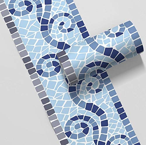 Bordi per carta da parati Blu grigio Bordo decorativo adesivo per pareti autoadesiva cucina bagno Wall Decor 10.6cm X5m 10x500cm