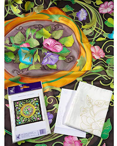 NEU Seidenmalerei/Seiden Gutta-Tuch 90x90, Pongé 08, Motiv ´Blossom´