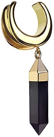 Piercingfaktor Halbrunder Flesh Tunnel Vergoldet Spreader Ohr Piercing Plug Ohrpiercing mit Anhänger Gold 10mm