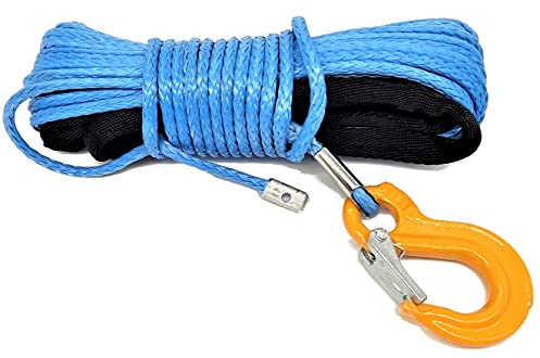 Windenseil blau AIR104 mit Haken 2,5t 5mm Seil Zugseil Kunststoffseil Seilwinde Seil Seilwinde Zugseil Kunststoffseil UTV ATV Quad Offroad 4x4 SUV
