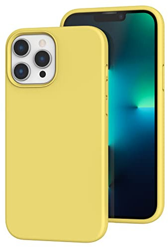 K TOMOTO Kompatibel mit iPhone 13 Pro Hülle, [Fallschutz] [Anti-Fingerabdruck] Stoßfeste Flüssigsilikonhülle mit Mikrofaserfutter, Handyhülle für iPhone 13 Pro 6,1 Zoll 2021, Gelb