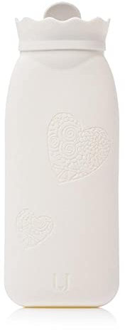 Uteruik Silicone Hot Water Bottle Love-Heart Printing Hot Water Bag with Knitted Cover for Pain Relief and Hot & Cold Therapy 525ml (#D)