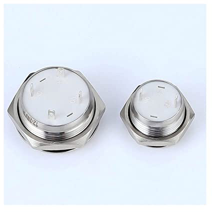 1 unids eléctrico impermeable potencia LED luz Mini pulsador Mini pulsador interruptor 12/16/19/22/25/30 mm Interruptores de presión,White Led 12mm Flat Head,12-24V,Momentary Silver