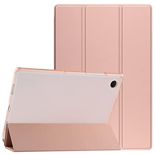 HoYiXi Hülle kompatibel mit Samsung Galaxy Tab A8 10.5 Zoll 2021 SM-X205/SM-X200 Tablet PU Leder Slim Translucent Hard Abdeckung Tri-Fold Schutzhülle für 10.5'' –Gold, SOM-TMSZA8-GD