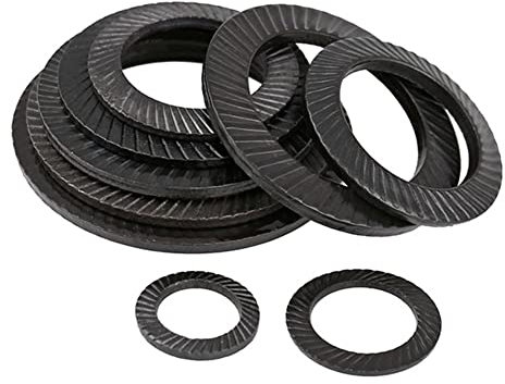 CONPHERON Sicherungsscheiben Schwarz Anti-Rutsch Sicherungsscheibe Kohlenstoffstahl Gezackte Unterlegscheibe M8, 60 pcs