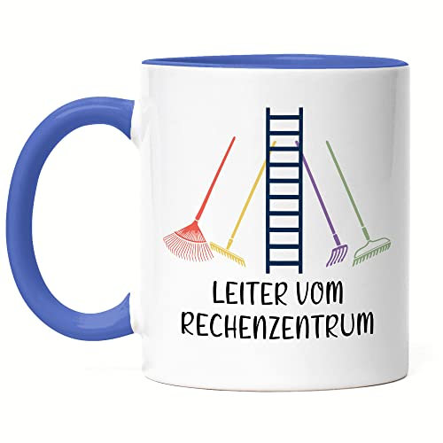 Hey!Print Leiter Vom Rechenzentrum Tasse Blau Hobby-Gärtner Pflanzen Garten Blumen Geschenkidee Besen Rechen