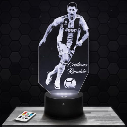 Nachttischlampe - Touch-Nachtlicht C. Ronaldo Fußballspieler 3D-LED-Lampe Illusion, Geschenkidee Weihnachten Geburtstag Junge und Mädchen Nachttischlampe Kinder- oder Erwachsenenzimmer TOP