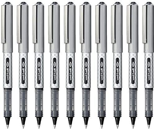 uni-ball UB-157D Tintenroller mit flüssiger Tinte, 0,7 mm, schwarze Tinte, 10 Stück