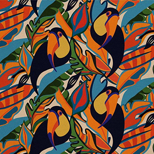 HEKO PANELS Oxford Wasserdichte Meterware Canvas-Stoff Polyester Zum Nähen Nähstoffe Dekostoffe Wasserabweisend Blickdicht Tukane 1 Meter 155 x 100 cm