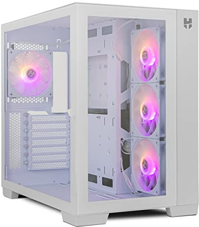 NOX XTREME PRODUCTS HUMMER ASTRA - Semitorre Micro ATX;ATX, lateral y frontal de cristal templado, ventiladores EASYLINK LED ARGB, hasta 10 ventiladores, gráficas gran tamaño, USB 3.0, color blanco