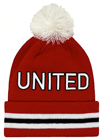 Fan Originals Beanie Bobble Hat Man United Colours Red White Black