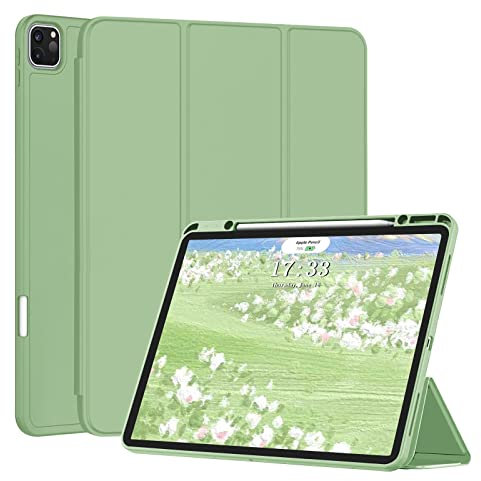 FSCOVER Case for iPad Pro 12.9 Inch 6th/5th/4th/3rd 2022 2021 2020 2018, with Pencil Holder, Auto Wake/Sleep, Slim Stand Soft Back Shell Smart Cover for iPad Pro 12.9 Inch, Green