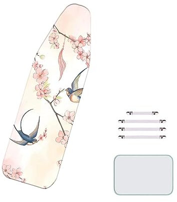 BLEDD Housse de planche à repasser universelle XXL 60 x 160 cm, design à 2 plis, épaisse et résistante à la chaleur, avec attaches élastiques pour une installation facile, taille de la housse de