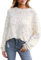 CUPSHE Damen Strickpullover Rundhals Langarm Regenbogen Bunte Melierte Optik Feinstrick Pulli Herbst Winter Oberteile Tops Lässig Knit Sweater Weiß L