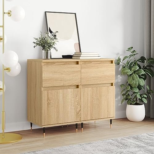 TANZEM Sideboards 2 STK. Sonoma-Eiche 40x35x70 cm Holzwerkstoff, Kommode Schlafzimmer, Kommoden & Sideboards, Wohnzimmerschrank, Flur Kommode, Zimmer Möbel - 831139