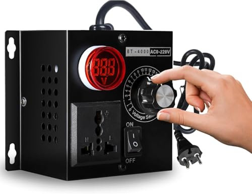 Jadeshay Regulador de Voltaje,4000W Regulador de Velocidad Ajustable SCR Controlador de Velocidad AC220V para Doméstico Ventilador Motor Amoladoras Angulares Taladros