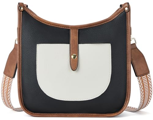 BOSTANTEN Damen Schultertasche,Umhängetasche Damen Klein Crossbody bag für Frauen Handtasche Beige mit Schwarz