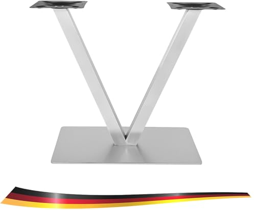 Bukeey Silber Edelstahl Tischbeine, Tischgestell Tischfuß Tischuntergestell GebüRstet Modell Tischkufen Tischkufe TischfüßE Untergestell Metall Doppeltischfuß Set Schwerlast Design v Form Höhe 72cm