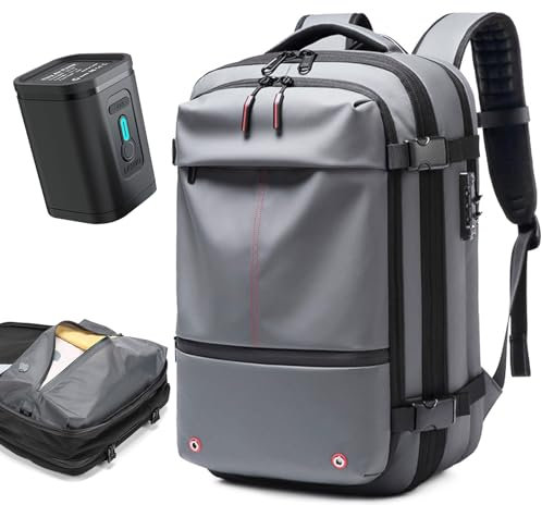 Quincry - Vacpack - Sac à dos extensible avec système de compression sous vide pour voyage, sac à dos gonflable de 50 litres, Large, Tendance
