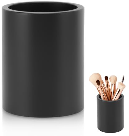 Cyrank Coffee Bar Utensil Holder, Coffee Stir Stick Holder Small Utensil Jar Aluminum Teaspoon Cup Reusable for Cafe Home Kitchen Use (Black)