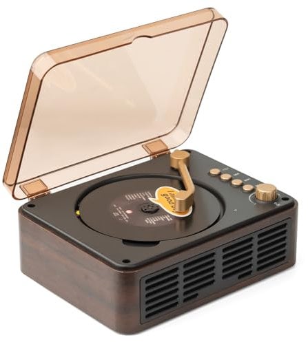 Portable CD Player Bluetooth with Speakers - Lehwey Desktop CD Players for Home, Built-in Dual Stereo Speakers, FM Radio, Repeat, Remote Control, Supports USB/AUX/Type-C, Retro Gift, for Kids, Brown