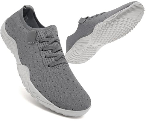 UNQWQZ Laufschuhe Damen Weich Sneaker Sportschuhe Turnschuhe Outdoor Sneaker Damen Sommerschuhe Atmungsaktiv Straßenlaufschuhe Hallenschuhe Barfußschuhe Grau 37