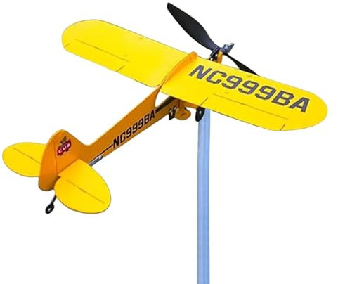 Veleta De Viento De Avión - Veleta De Avión Piper J3 Hecha A Mano, Escultura De Viento Al Aire Libre De Molino De Viento De Metal, Decoración De Veletas Al Aire Libre