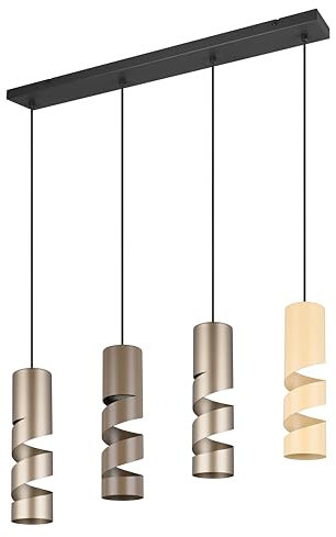 Trio Leuchten Pendelleuchte Stream 364000417, Metall Schwarz matt, Schirm Coffee/Taupe/Beige, exkl. 4x GU10