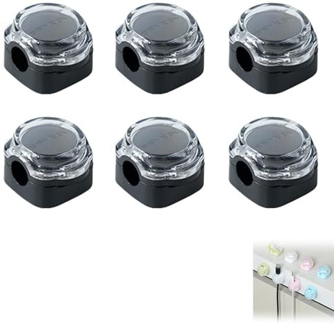 6 Pack Cable Tidy Clips, Adjustable Cord Organiser Magnetic Cable Management - Self Adhesive Wire Holder for Desk, Nightstand - Black