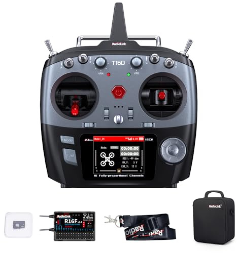 Radiolink T16D 16CH 2.4G RC Sender und R16F Empfänger | ELRS, Crossfire Module, Benutzerdefinierter Sprachübertragung, 100 Modelle, für RC-Flugzeuge, Drohnen, Autos, Boote