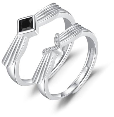 CUOKA MIRACLE Flügel Ring Paar Ringe Set 925 Silber Verstellbare Engelsflügel Partnerringe für Sie und Ihn Engel Versprechensring Paar Valentinstags Geschenke für Damen Frauen Ehefrau Trauringe