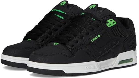 Osiris Men's Peril Skate Shoe, Black/Black/Green, 9 UK