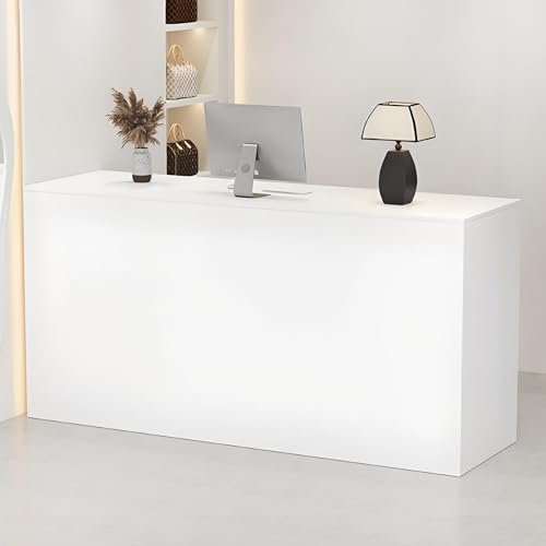 Snaweo Empfangstheke mit Theke für Salon-Empfangstresen, sehr platzsparend, Rezeptionstheke mit verschließbarer Schublade für Zuhause, Lobbys, Salons, Einzelhandel, Empfangsraum(Wit,120cm/47in)