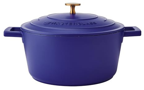 MasterClass Cast Aluminium Electric Blue Casserole Dish, 24cm, 4 Litre, Gift Boxed