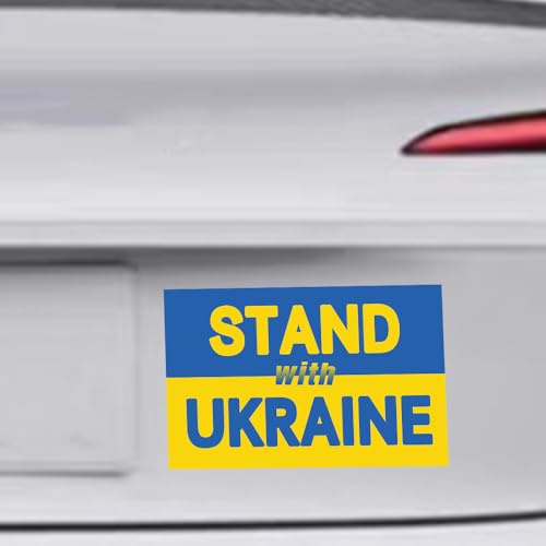 Leniutor 1 x Aufkleber I Stand with Ukraine, unterstützt Ukraine, wasserdicht, Vinyl, ukrainische Flagge, Stoßstangen-Aufkleber für Auto, LKW, SUV, Fenster, Wand, Laptop, Tablet (1, Rechteck1)