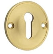 Kooples Hardware 40mm Standard Keyway Escutcheon – Solid Brass Keyhole Cover Plate for Interior & Exterior Doors Classic Lock Trim with Concealed Fixings (Satin Brass)