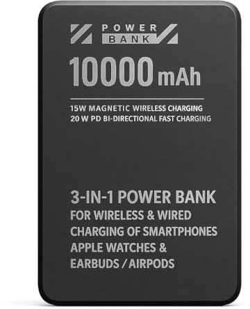 Electroniqs X6 Pro Plus Magnetic Power Bank 10,000mAh 3-in-1 Qi2 Charger for Smartphones, Watch & Earbuds – 20W USB-C, 15W Wireless, Slim Aluminium Design (Dark Sky)