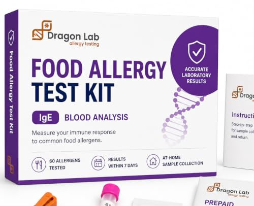 IgE Allergy Self Test Kit - Tests for Allergies (IgE/Serum) Dust Mite, Pollen and Dog and Cat Hair, Food - Easy to Follow, Fast & Accurate - Home Testing