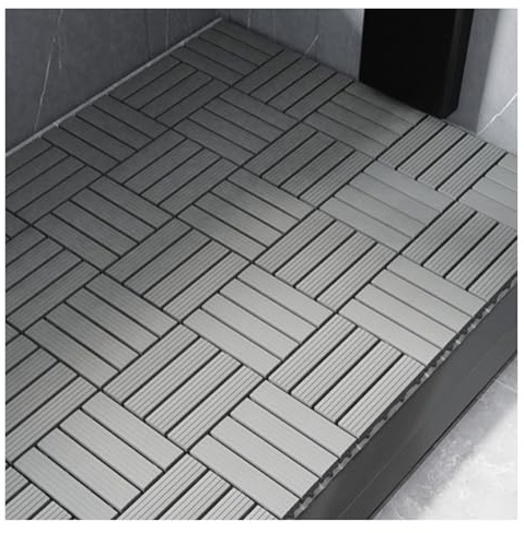 Tapis Piscine Dalle Sol Emboîtable avec Drainage Surélevé et Antidérapant Caillebotis Douche Salle Bain(Gray)