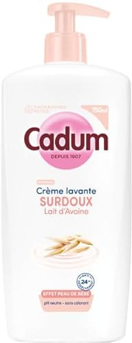 Cadum Crème Lavante Avoine Huile Amande Douce Bio Soin 24h Famille | pH neutre sans savon, Hypoallergénique, Dès 3 ans, Flacon 100% plastique recyclé, Testée dermatologiquement
