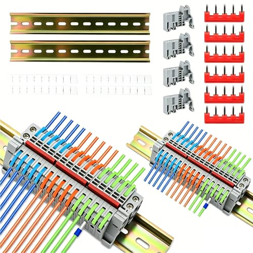 Lomhyve 30 Stück Reihenklemmen Hutschiene 0,08–4 mm² Lüsterklemmen | 5-polig 6 Lüsterklemmen Steckbar Verbindungsstreifen Klemmleiste Set für Schnelle Verkabelung