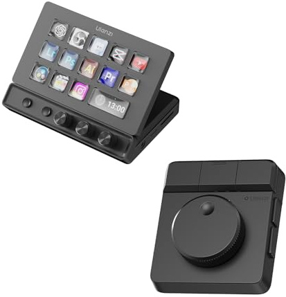 ULANZI D100H & D200X Programmierbare Makro Tastatur mit Drehknopf und 8-in-1 Stream Controller, LCD Tasten, Bluetooth, für Video Editing Streaming, kompatibel mit Windows Mac (Bundle)