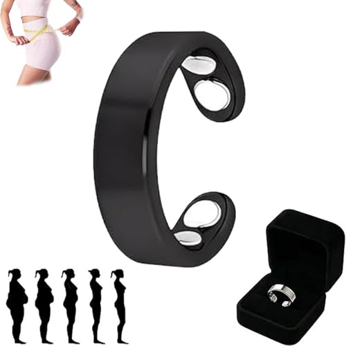 TKGEOUE Magnetring Vital, Vitalring Magnet Wechseljahre, Akkupressurring Damen mit Magneten, Magnetfeldtherapie Ring für Schlafqualität und Hormonelle Balance, Wechseljahre Ring (Schwarz-1)
