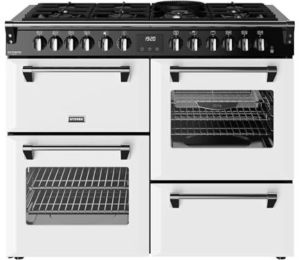Stoves Richmond Deluxe 110DF 110cm wide Dual Fuel Range Cooker with Gas Hob - Ice White - A Rated